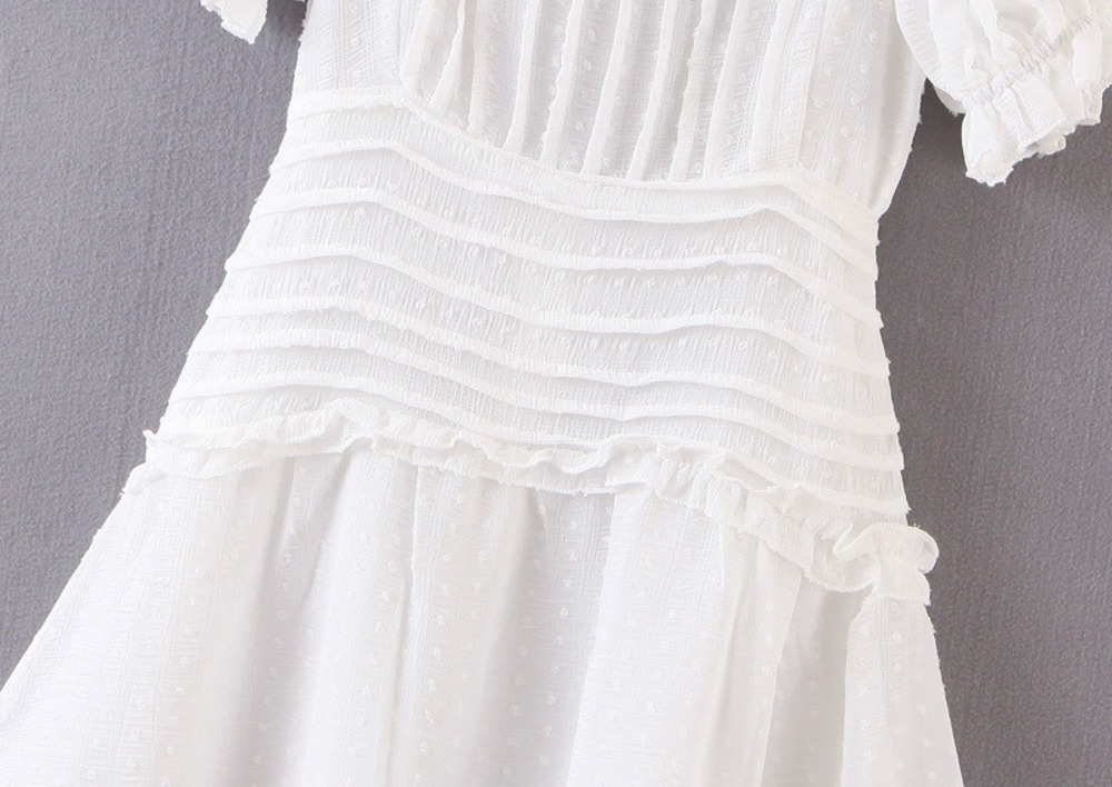 Spring Sweet Crinkle Backless Drawstring Dress - Picture 4 of 6
